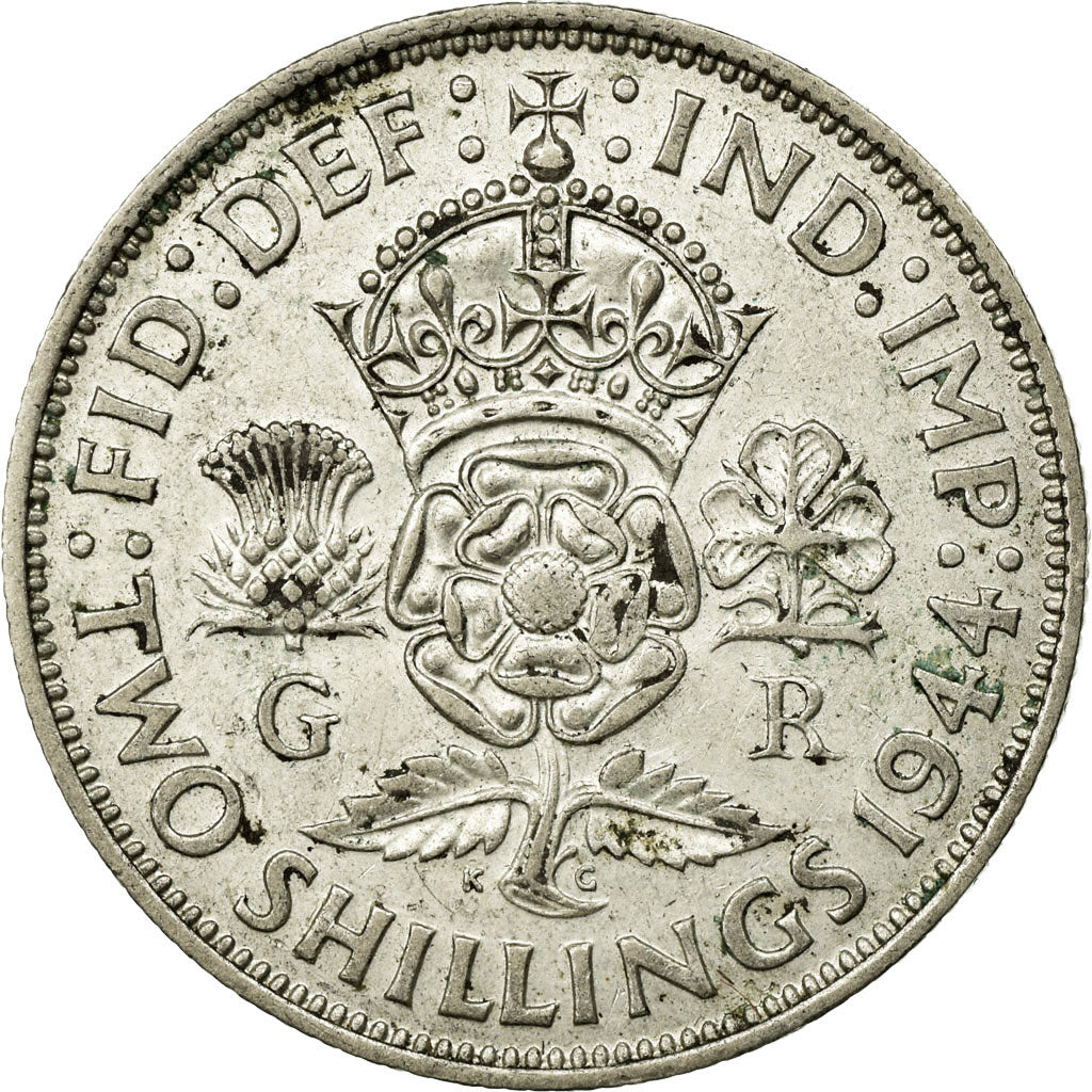 Coin, Great Britain, George VI, Florin, Two Shillings, 1944, AU(50-53), Silver
