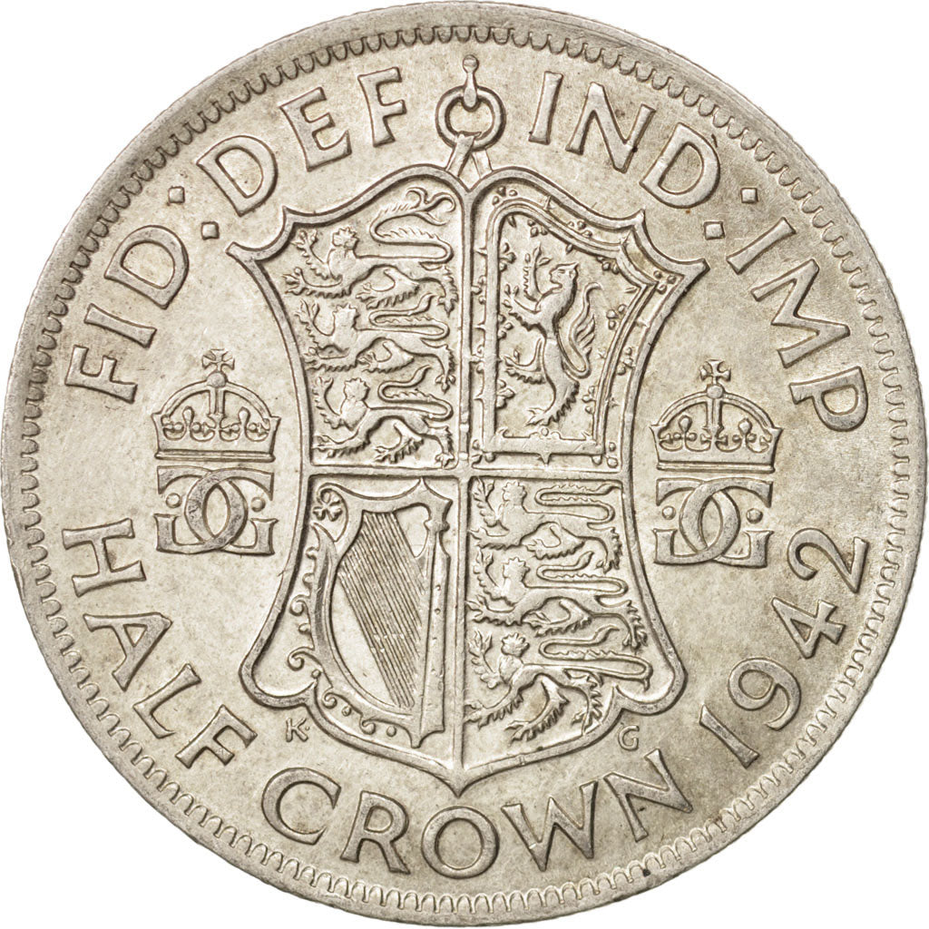 Great Britain, George VI, 1/2 Crown, 1942, AU(50-53), Silver, KM:856