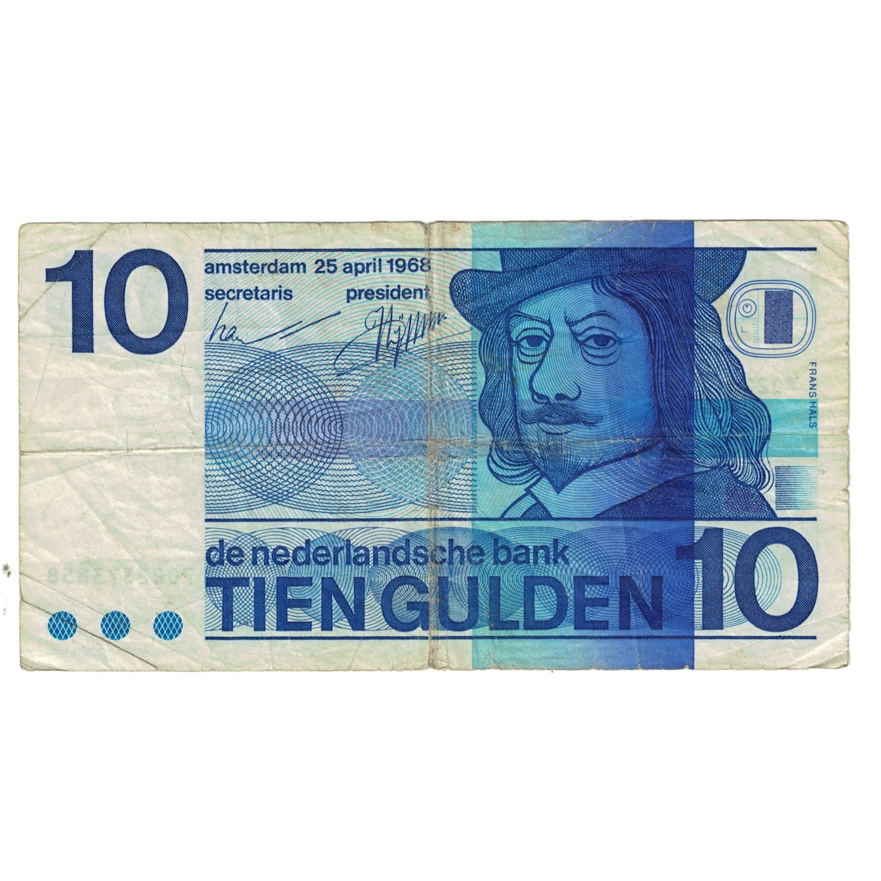 Banknote, Netherlands, 10 Gulden, 1968, 1968-04-25, KM:91a, VF(20-25)