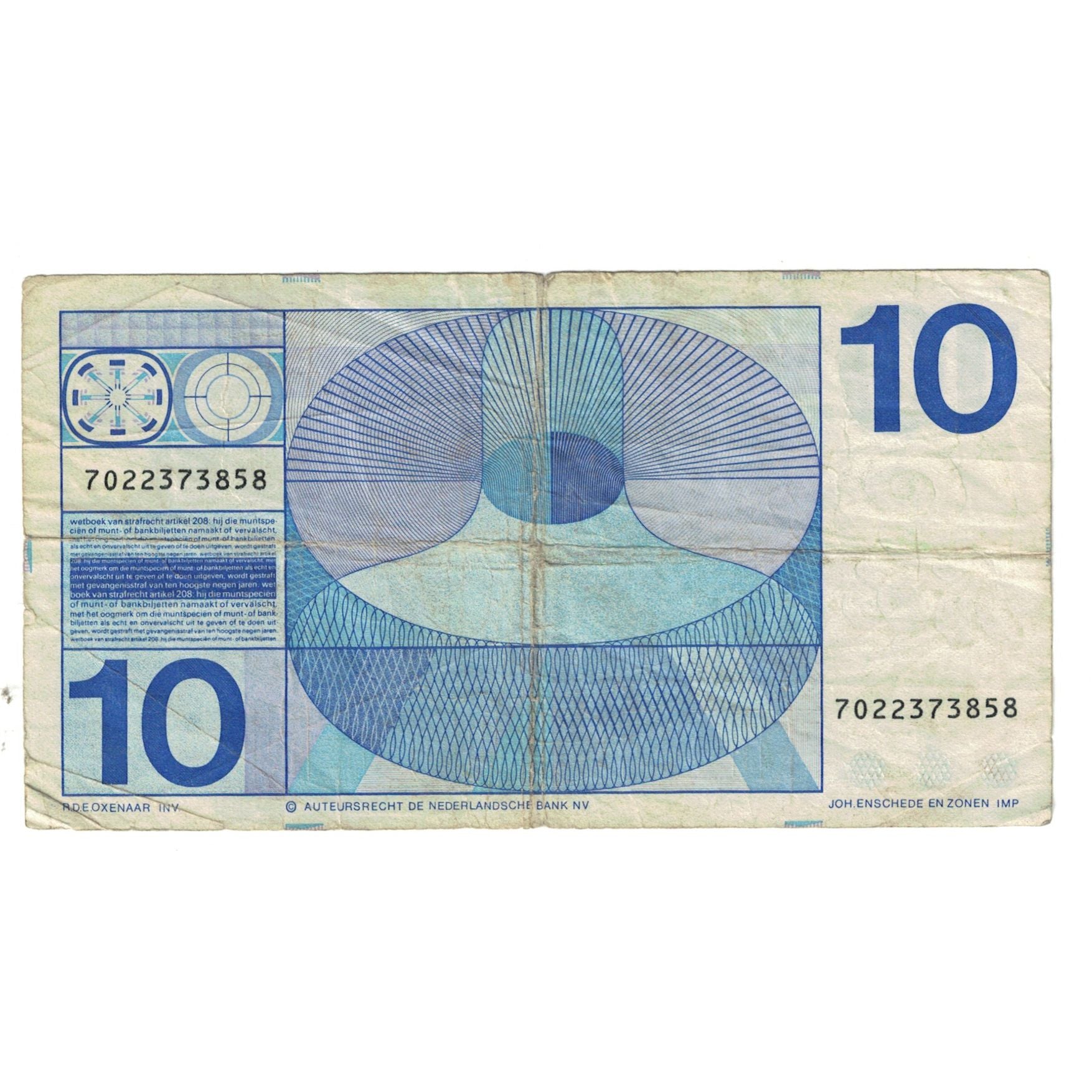 Banknote, Netherlands, 10 Gulden, 1968, 1968-04-25, KM:91a, VF(20-25)