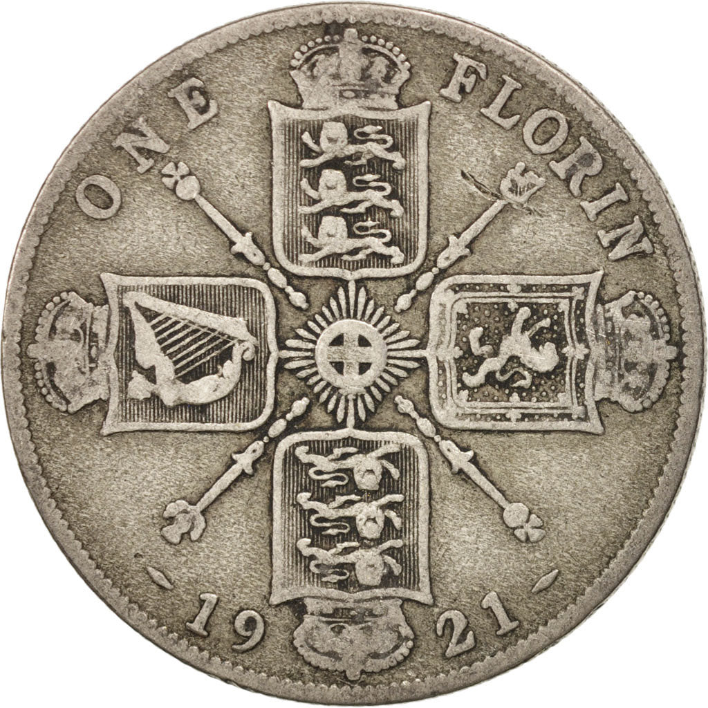 Great Britain, George V, Florin, Two Shillings, 1921, VF(20-25), Silver, KM:817a