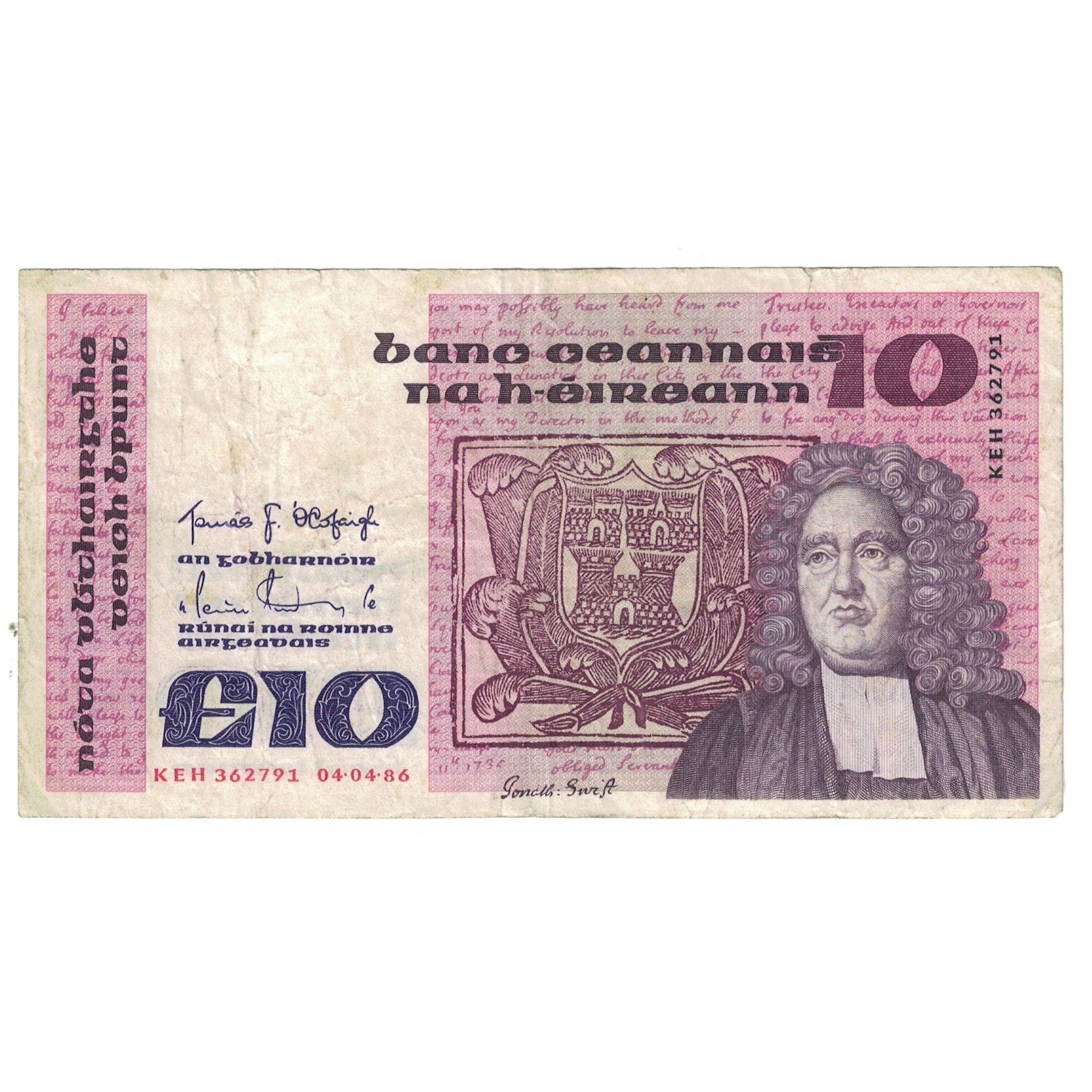 Banconote, Irlanda - Repubblica, 10 Pounds, 1978, 1986-04-04, KM:72a, MB