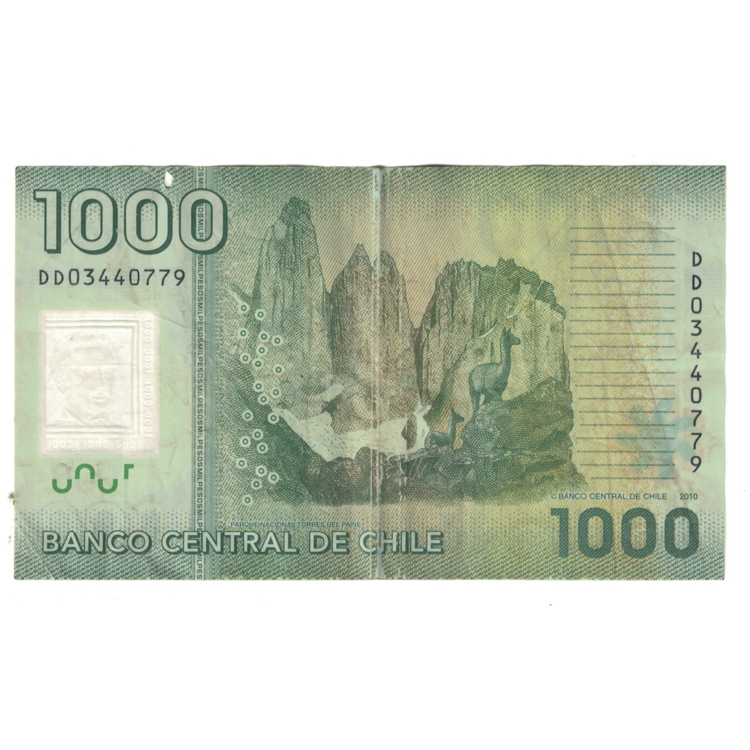 Billete, 1000 Pesos, 2010, Chile, KM:161, BC