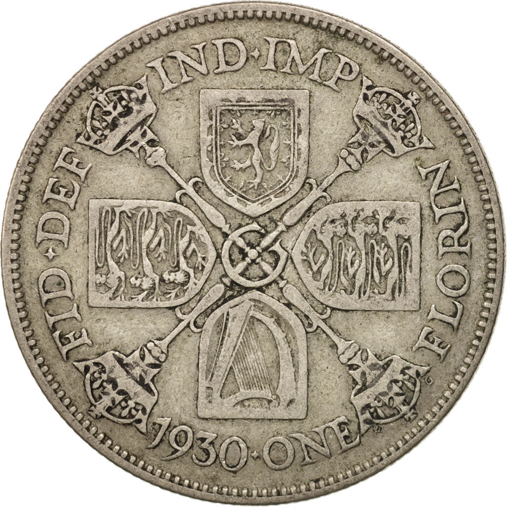 Great Britain, George V, Florin, Two Shillings, 1930, VF(20-25), Silver, KM:834