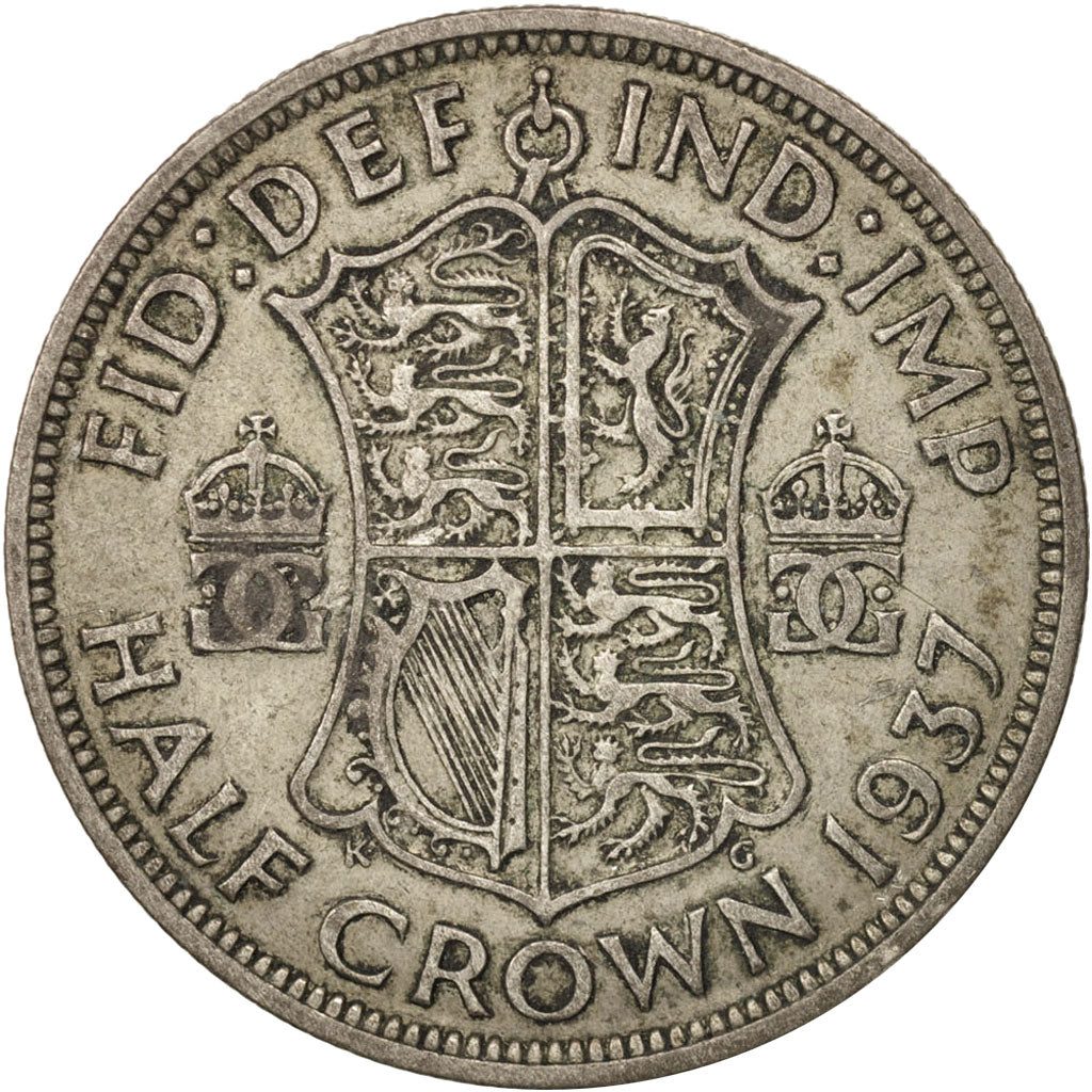 Great Britain, George VI, 1/2 Crown, 1937, EF(40-45), Silver, KM:856