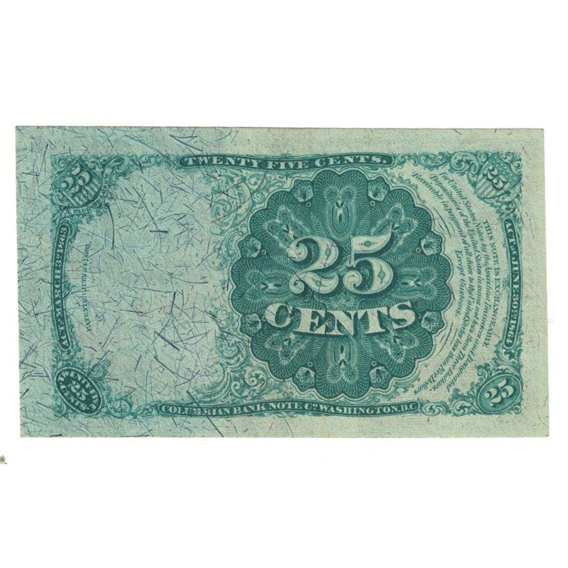 Geldschein, Vereinigte Staaten, 25 Cents, 1874, UNZ-
