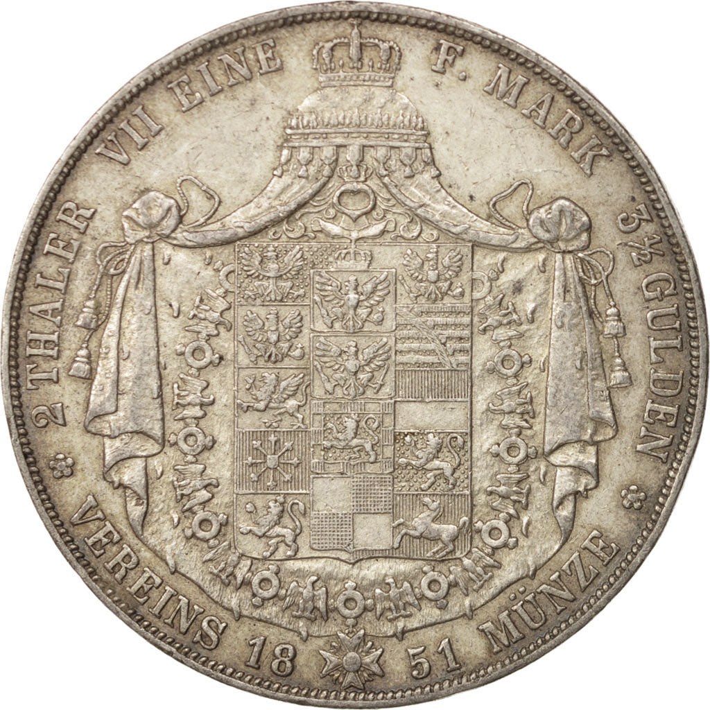 German States, PRUSSIA, Friedrich Wilhelm IV, 2 Thaler,3-1/2 Gulden,1851,KM440.2