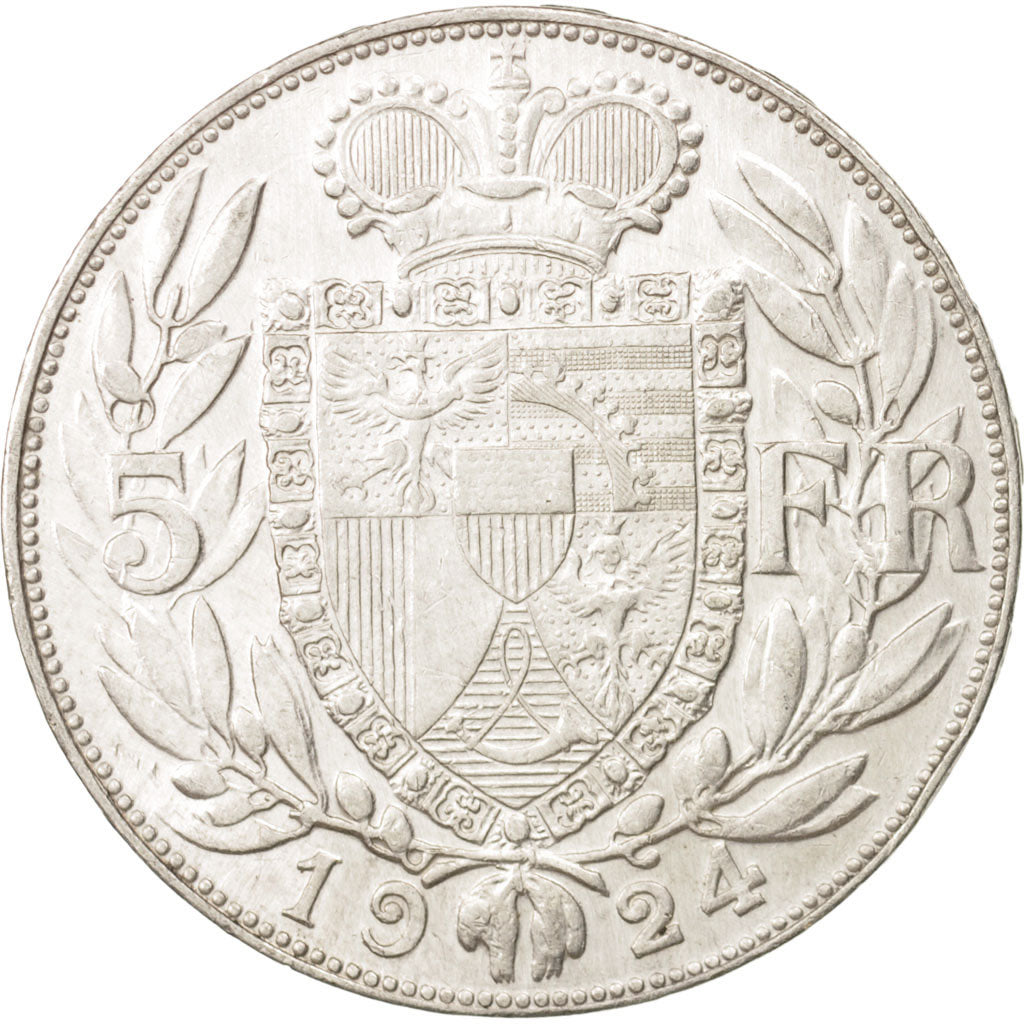 Liechtenstein, Prince John II, 5 Franken, 1924, EF(40-45), Silver, KM:10