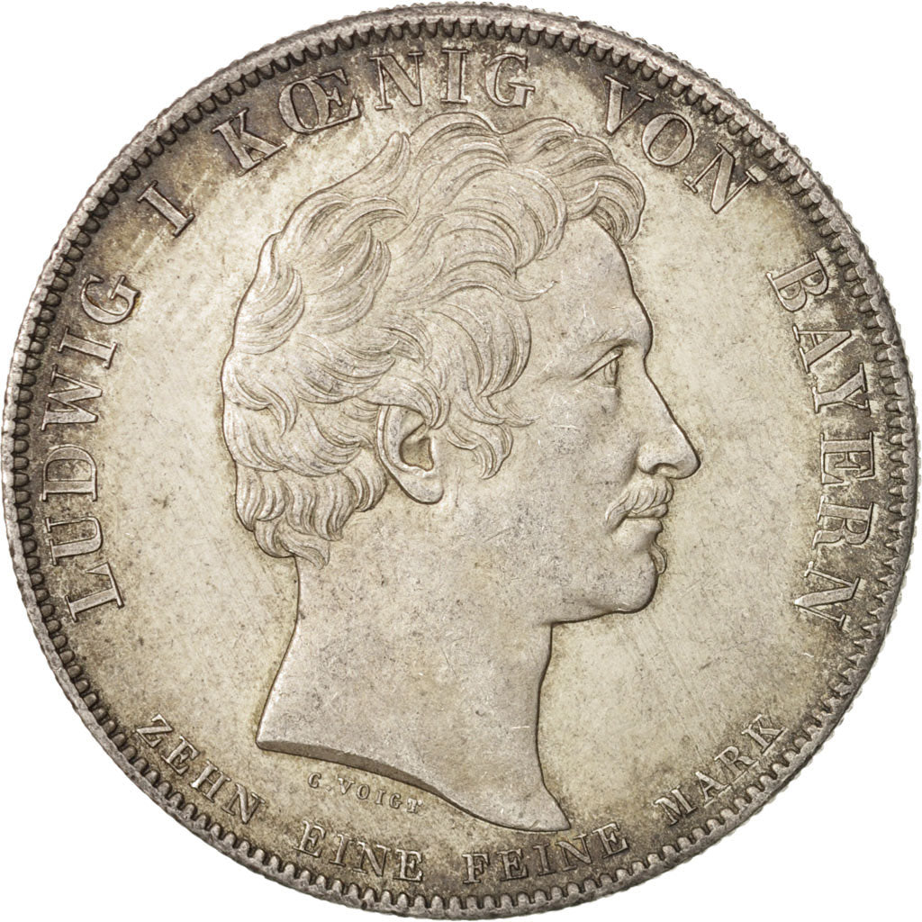 German States, BAVARIA, Ludwig I, Thaler, 1829, AU(55-58), Silver, KM:738