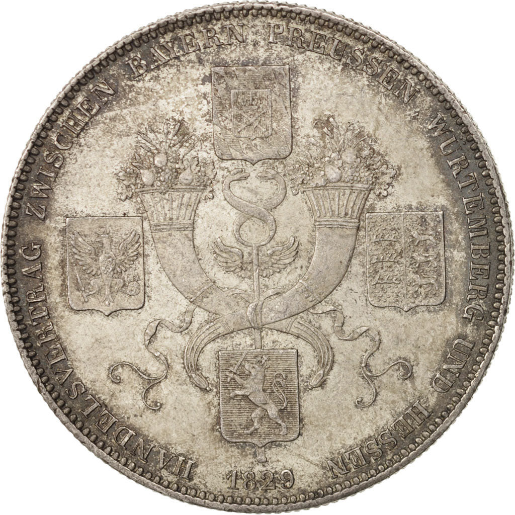 German States, BAVARIA, Ludwig I, Thaler, 1829, AU(55-58), Silver, KM:738