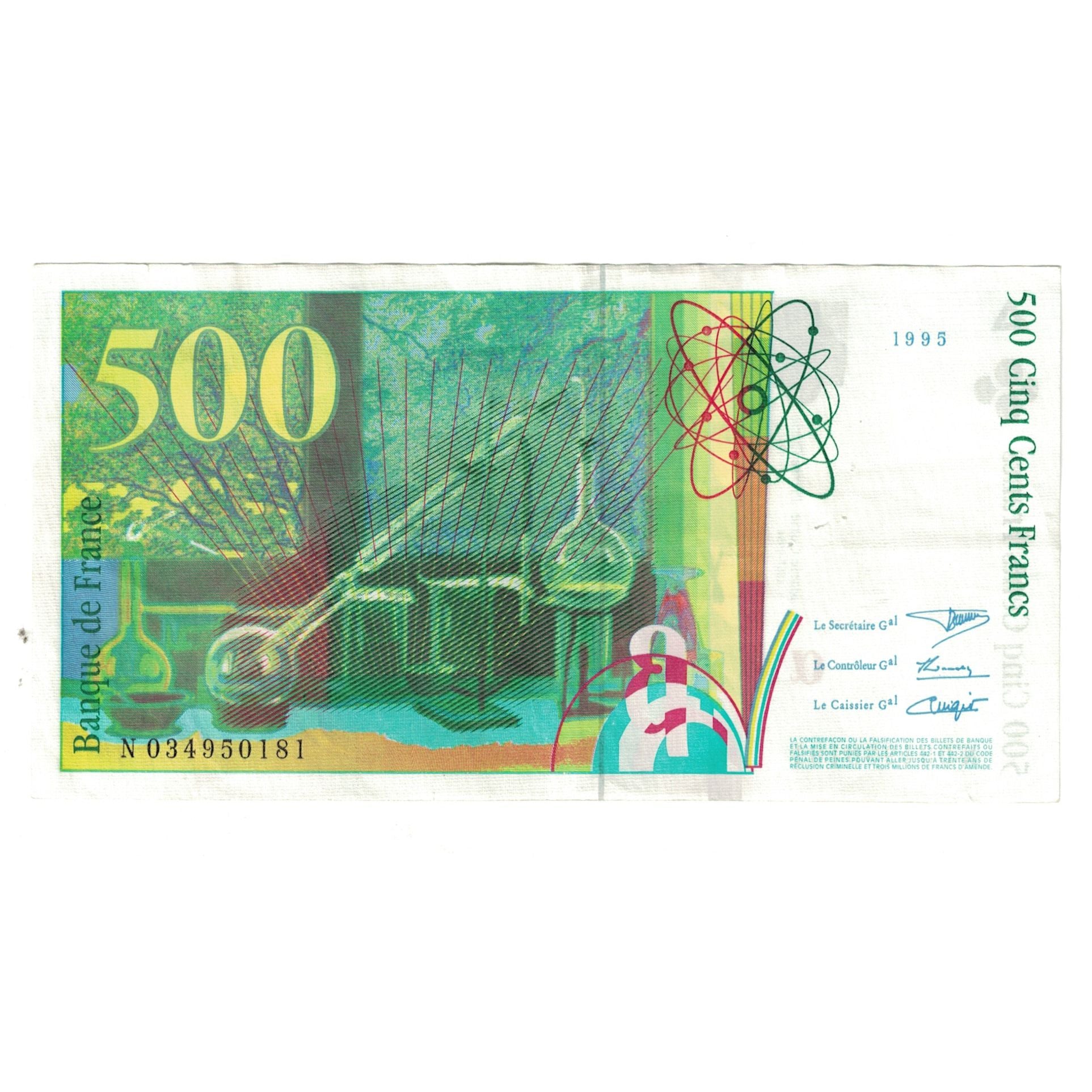 Francja, 500 Francs, Pierre et Marie Curie, 1995, N034950181, AU(55-58)