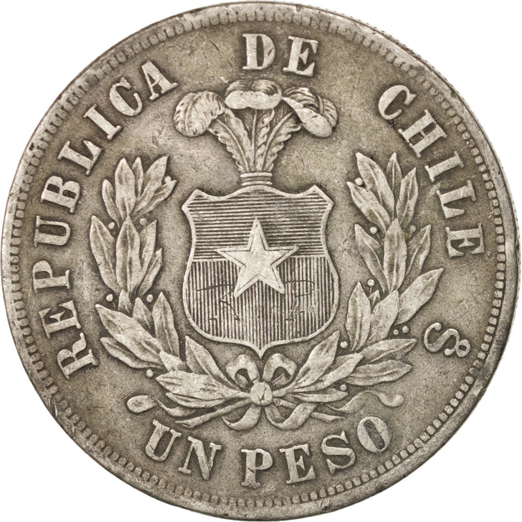 Cile, Peso, 1880, BB, Argento, KM:142.1