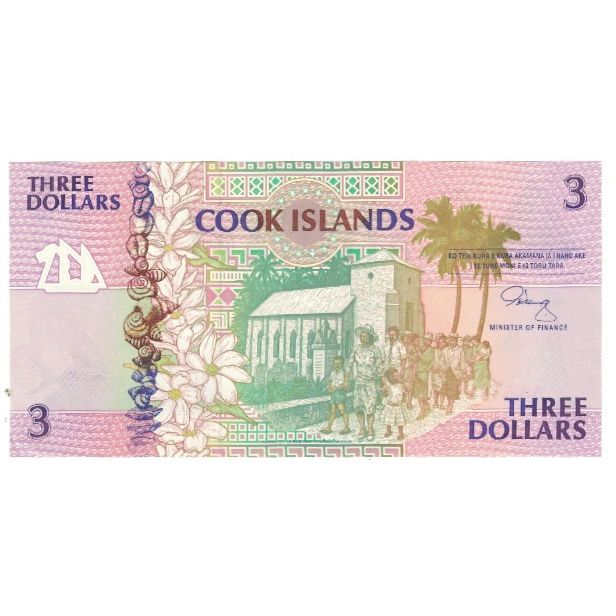 Billet, Îles Cook, 3 Dollars, KM:3a, NEUF