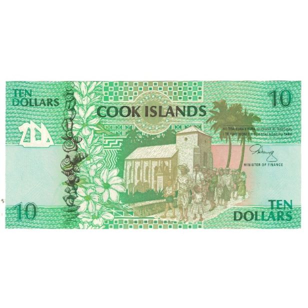 Geldschein, Cookinseln, 10 Dollars, KM:8a, UNZ