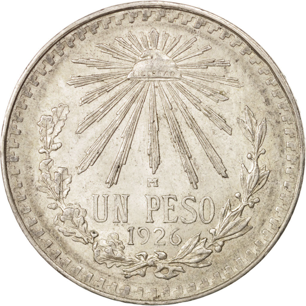 Mexico, Peso, 1926, Mexico City, AU(55-58), Silver, KM:455