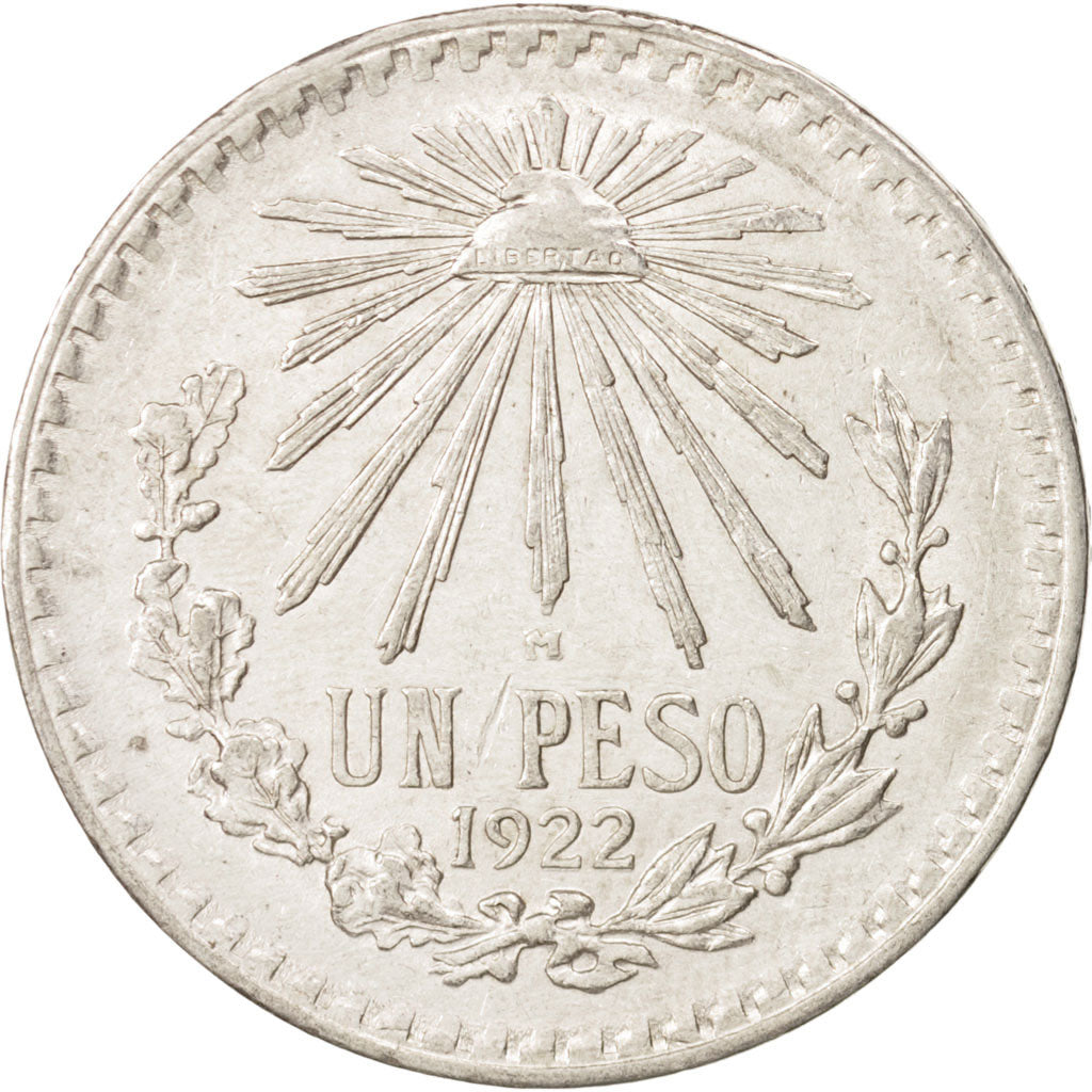 Mexico, Peso, 1922, Mexico City, AU(55-58), Silver, KM:455
