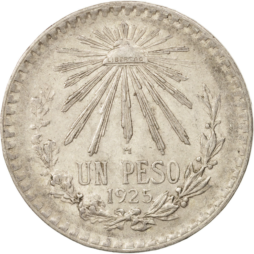 Mexico, Peso, 1925, Mexico City, AU(55-58), Silver, KM:455