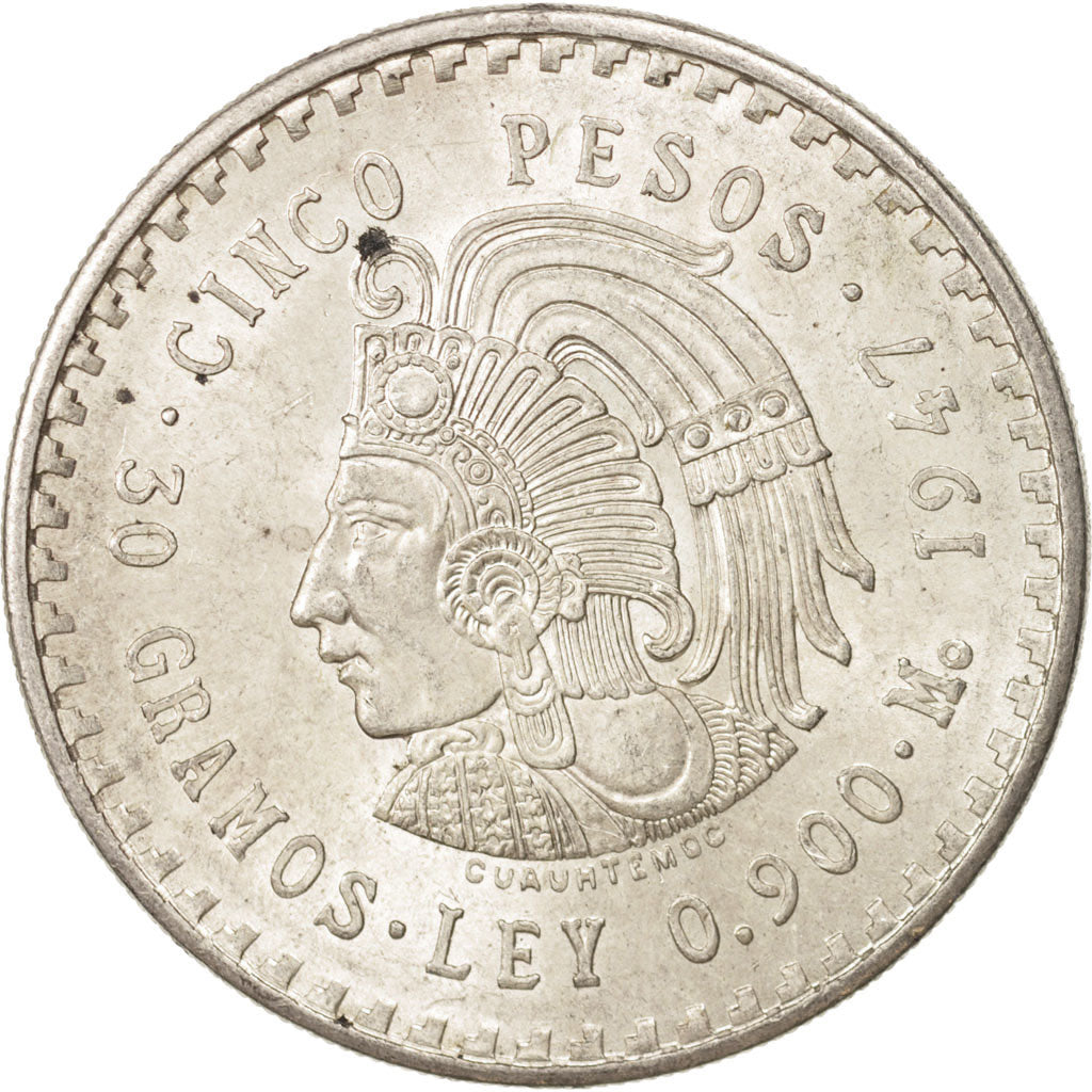 Messico, 5 Pesos, 1947, Mexico City, SPL-, Argento, KM:465