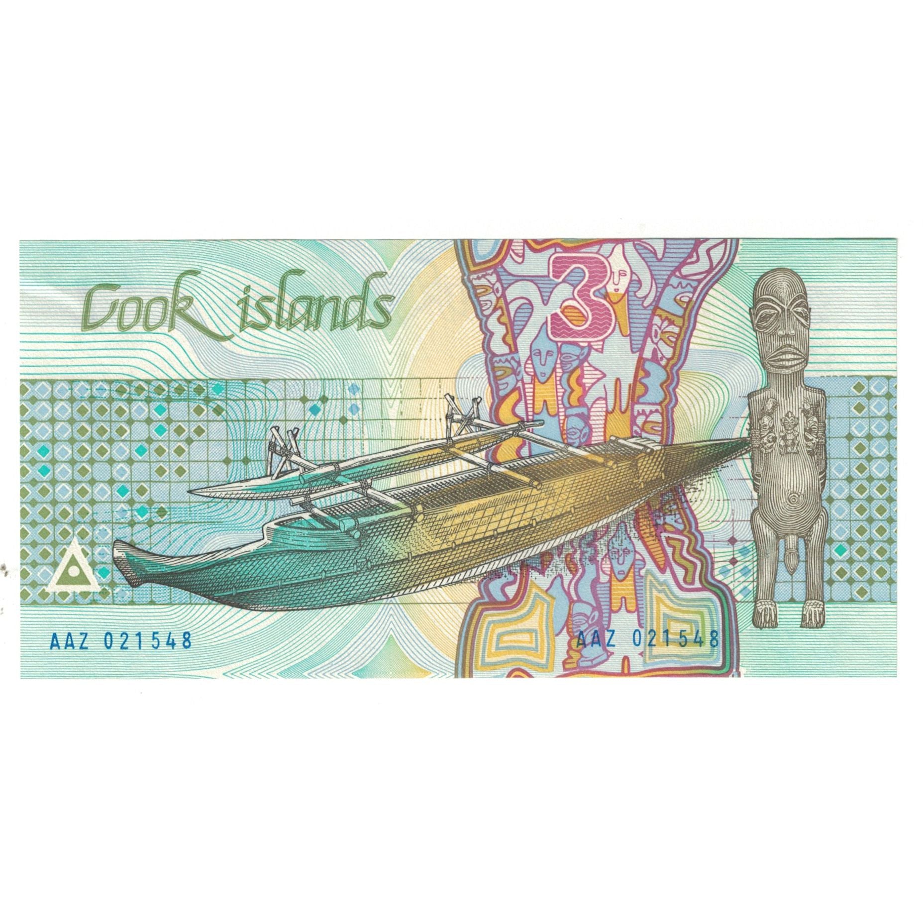 Banconote, Isole Cook, 3 Dollars, KM:3a, FDS