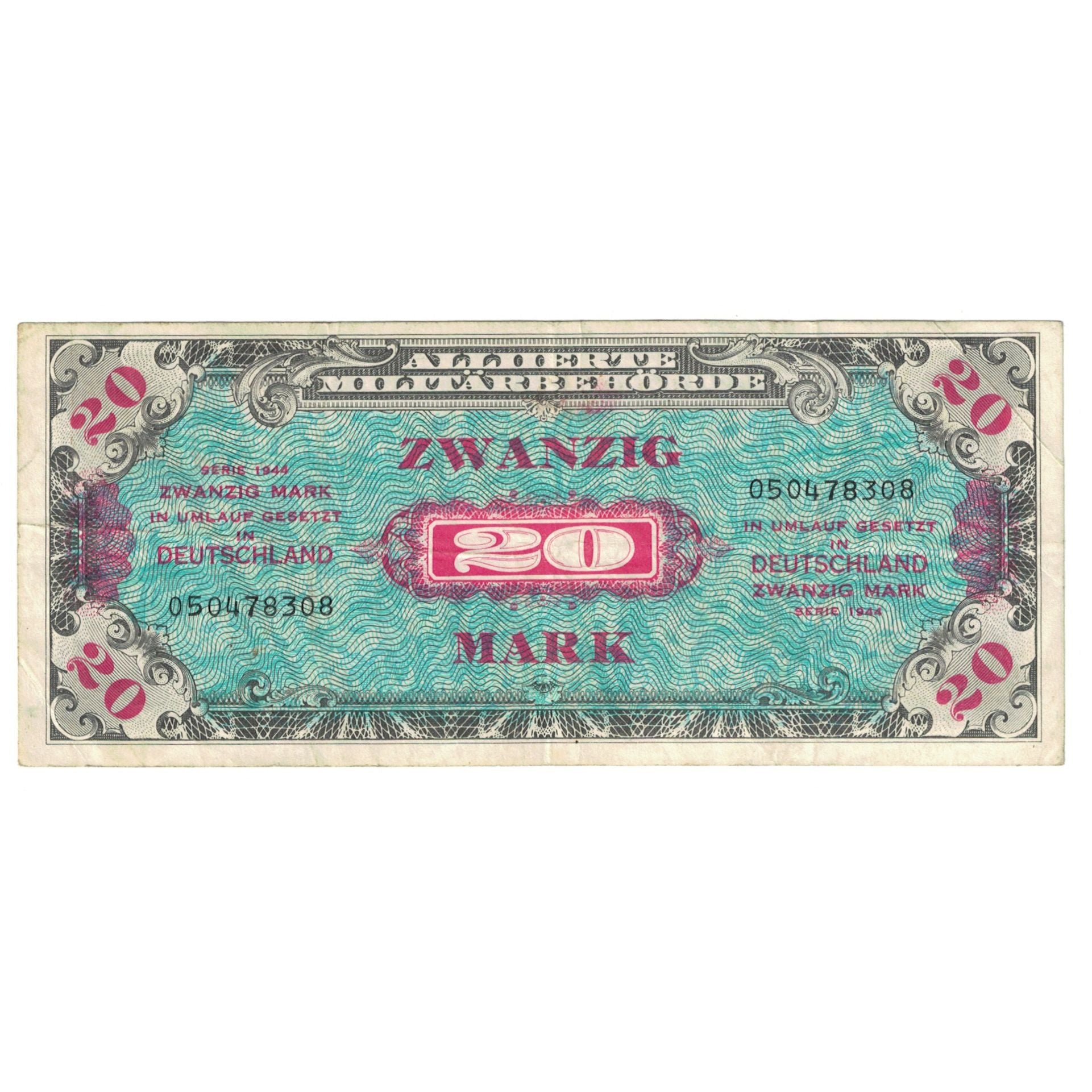 Banknot, Niemcy, 20 Mark, 1944, KM:195d, EF(40-45)