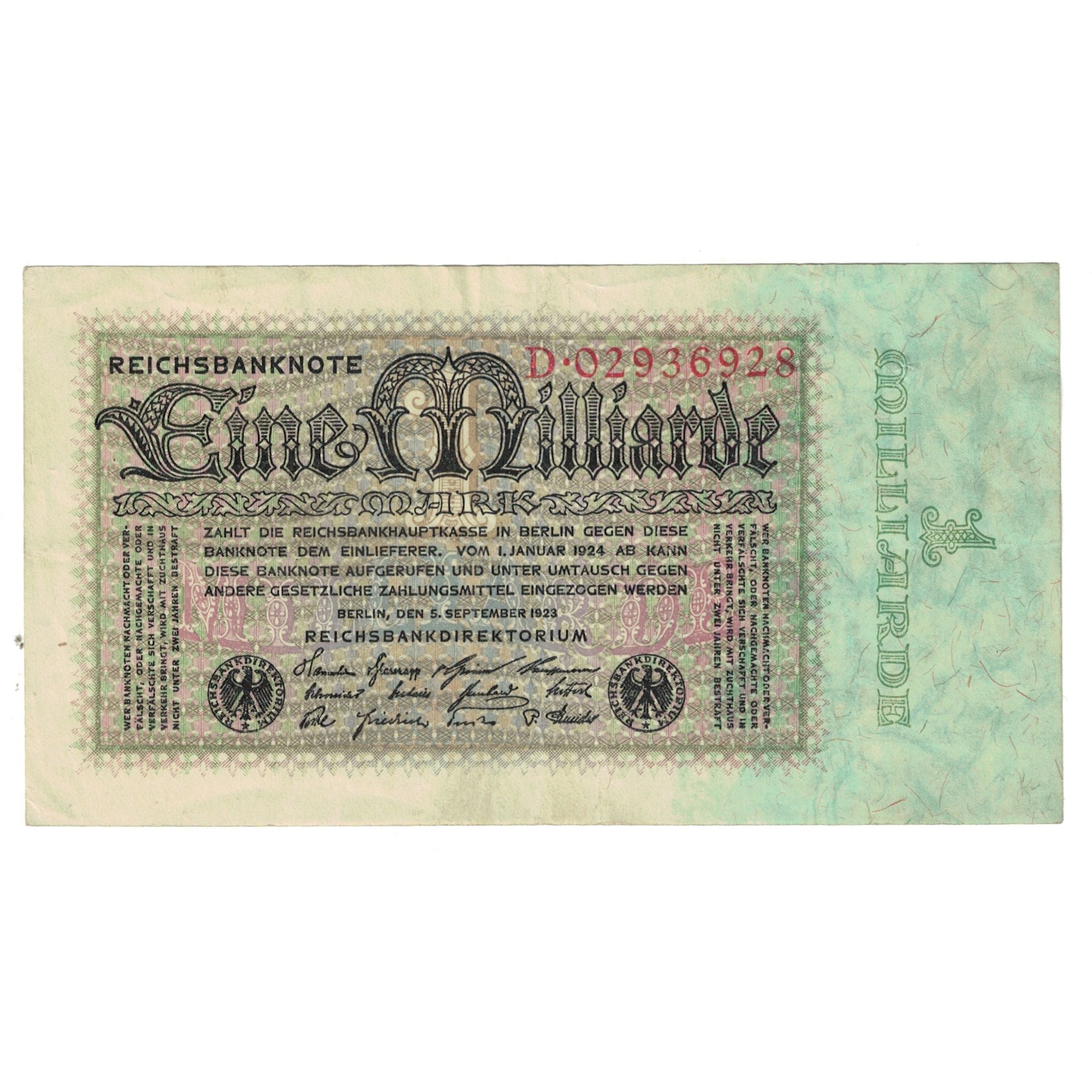 Banknote, Germany, 1 Milliarde Mark, 1923, 1923-09-05, KM:114, EF(40-45)