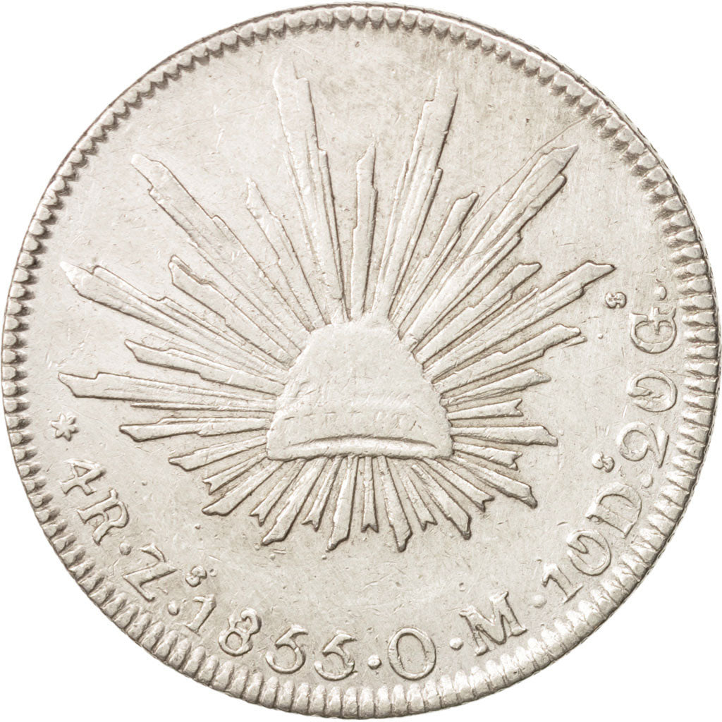 Mexico, 4 Réales, 1855, Zacatecas, EF(40-45), Silver, KM:375.9