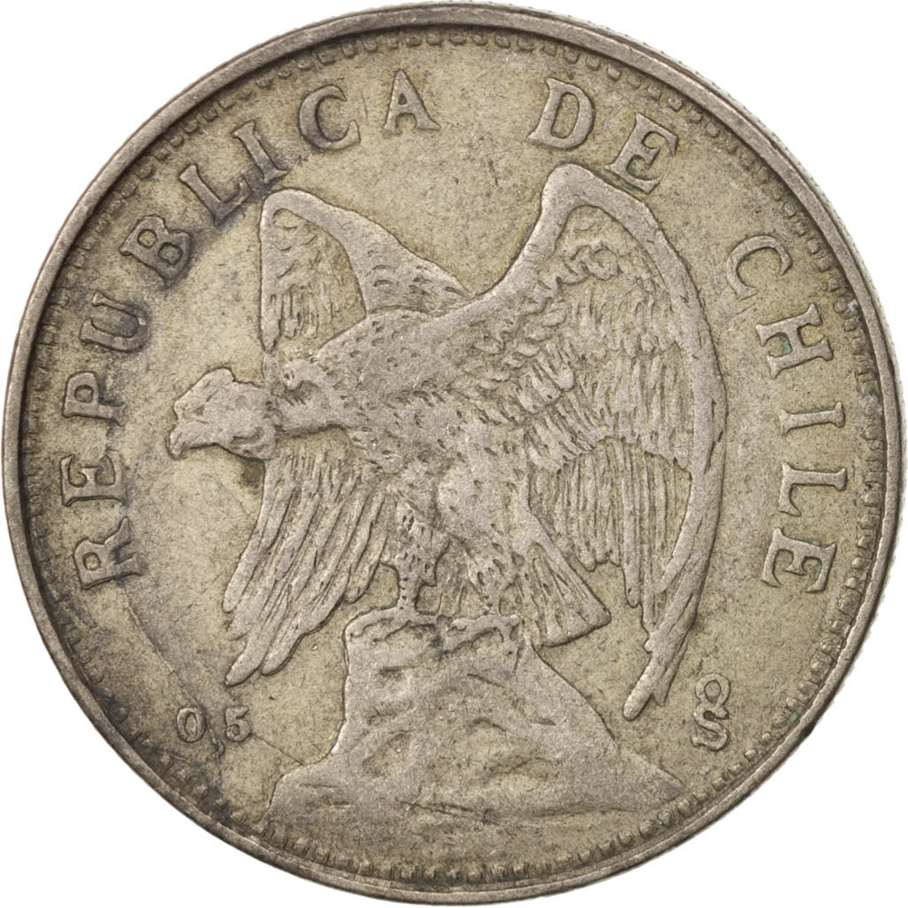Chile, 2 Pesos, 1927, Santiago, EF(40-45), Silver, KM:172