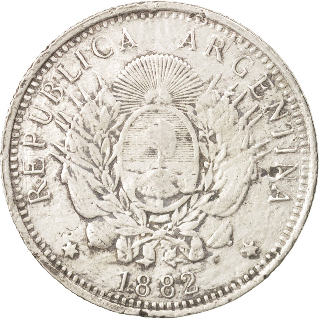 Argentina, 50 Centavos, 1882, VF(20-25), Silver, KM:28
