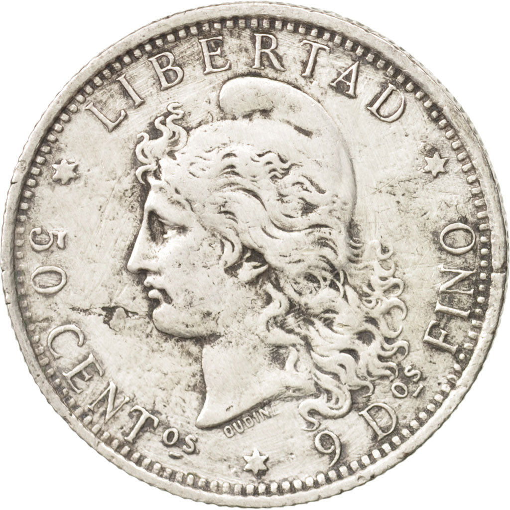 Argentina, 50 Centavos, 1882, VF(20-25), Silver, KM:28