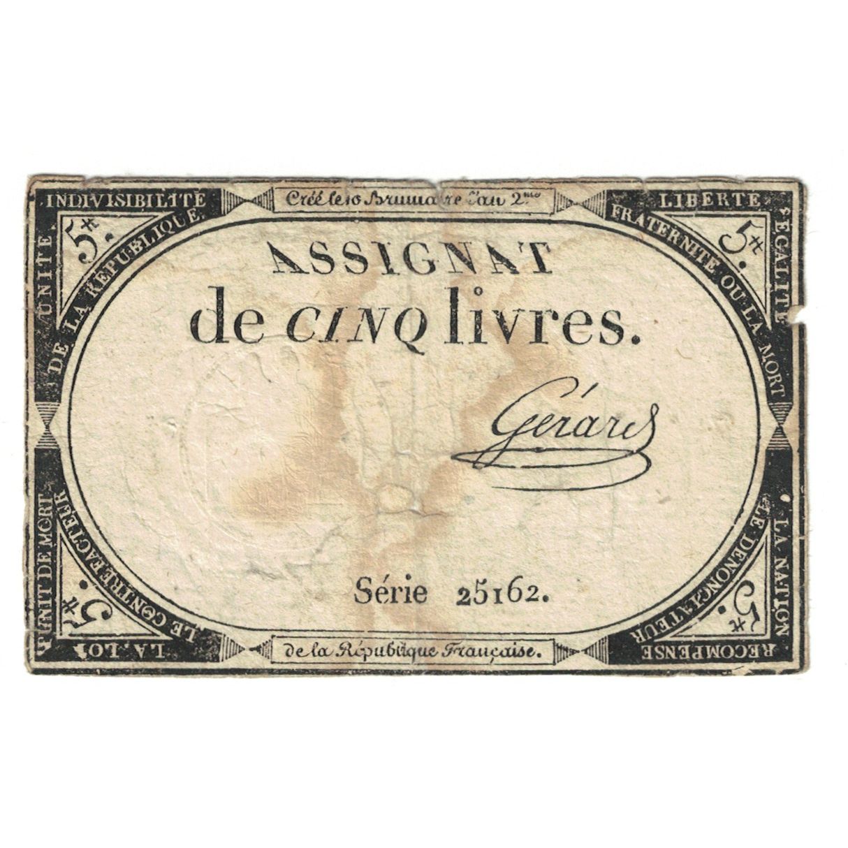 France, 5 Livres, 1793, SERIE 25162, F(12-15), KM:A76, Lafaurie:171