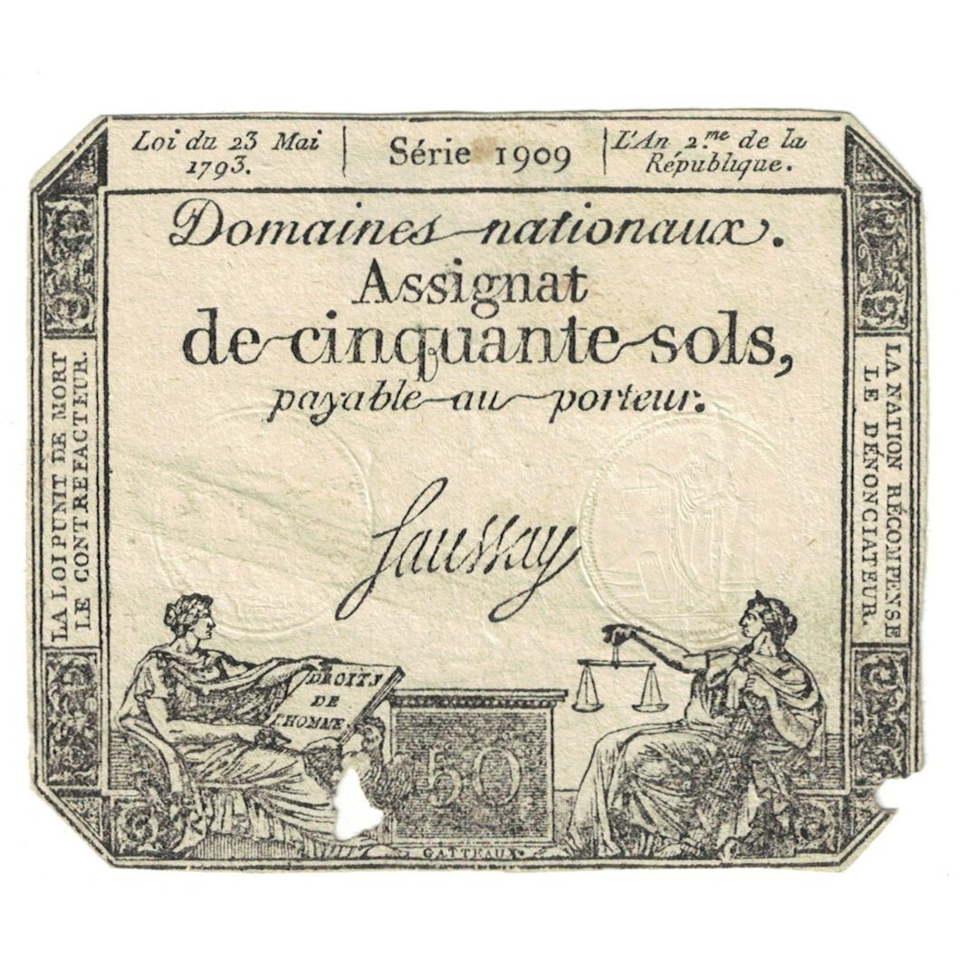 Frankreich, 50 Sols, 1793, SERIE 1909, S, KM:A70a