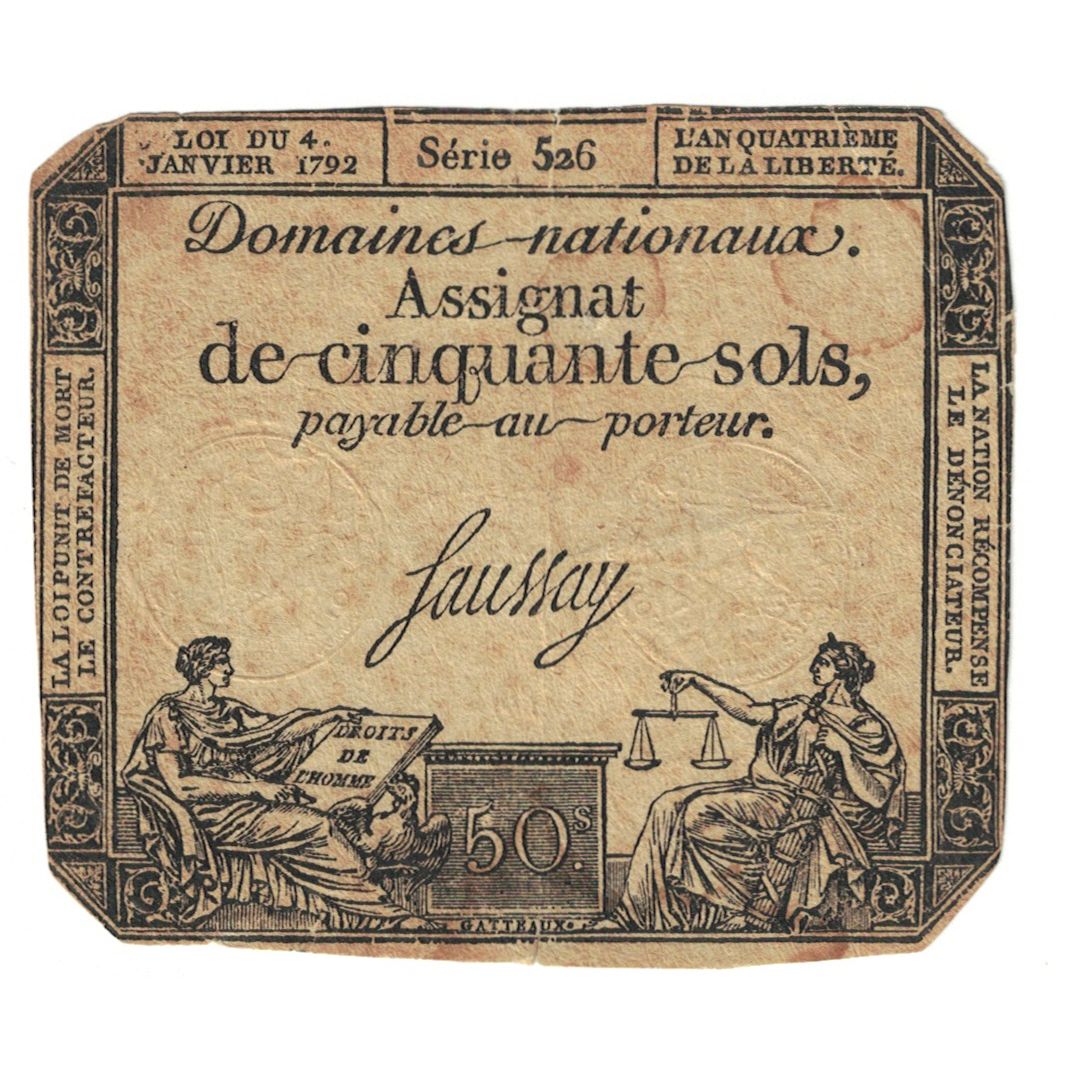 France, 50 Sols, 1792, SERIE 526, VF(20-25), KM:A70a