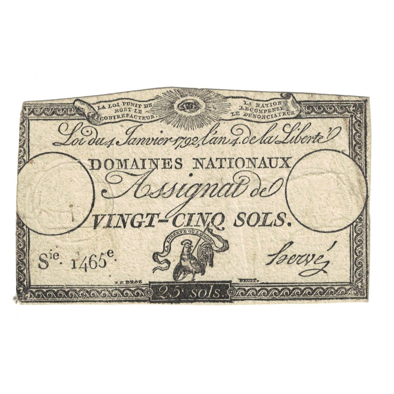 France, 25 Sols, SERIE 1465, F(12-15), KM:A55