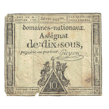 France, 10 Sous, 1792, SERIE 444, VG(8-10), KM:A64a