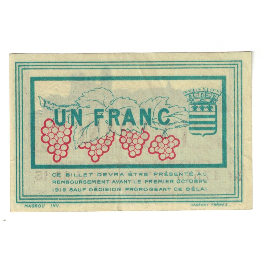 France, Béziers, 1 Franc, 1915, AU(55-58), Pirot:27-15