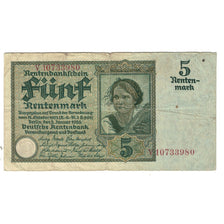 Banknote, Germany, 5 Rentenmark, 1926, 1926-01-02, KM:169, VF(20-25)
