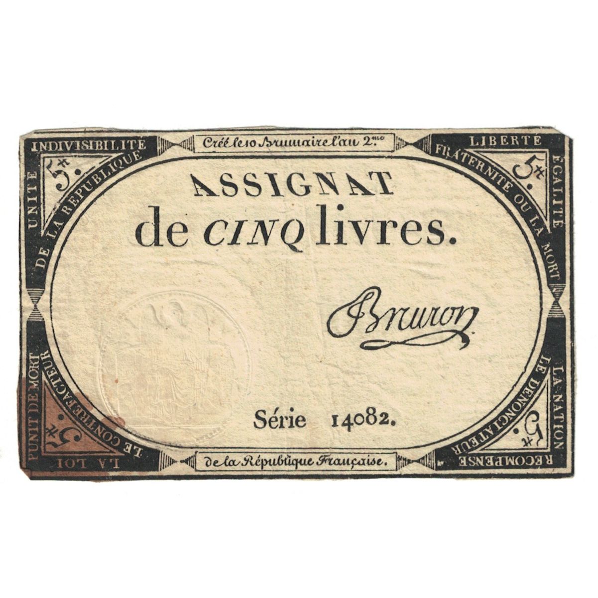Frankrijk, 5 Livres, 1793, SERIE 14082, TB, KM:A76, Lafaurie:171