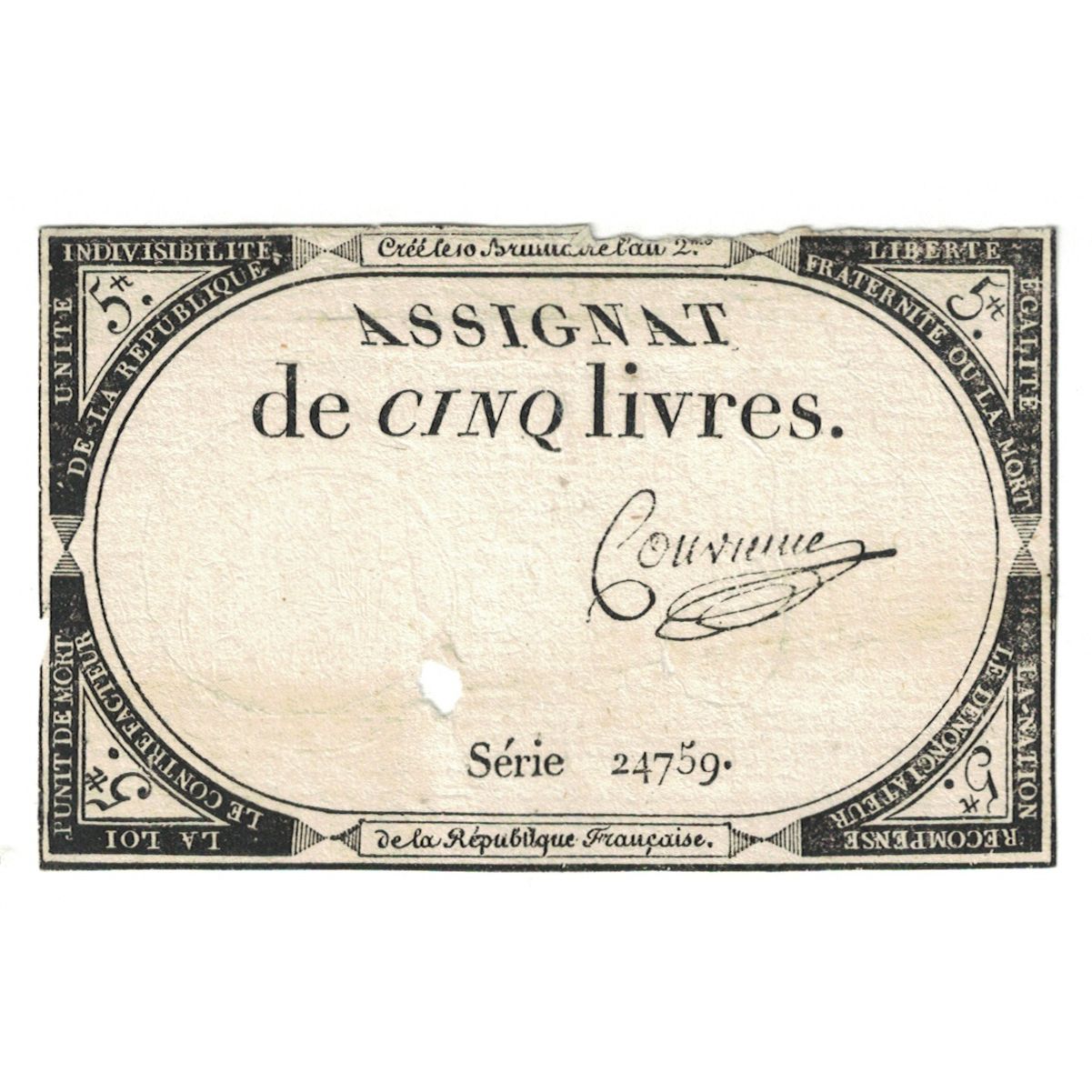 Frankreich, 5 Livres, 1793, SERIE 24759, S, KM:A76, Lafaurie:171
