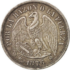 Chile, Peso, 1876, Santiago, EF(40-45), Silver, KM:142.1