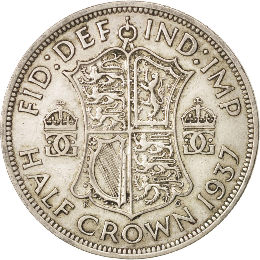 Moneta, Gran Bretagna, George VI, 1/2 Crown, 1937, BB, Argento, KM:856