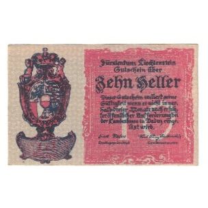 Banknote, Liechtenstein, Liechtenstein, 10 Heller, Blason, 1920, UNC(65-70)