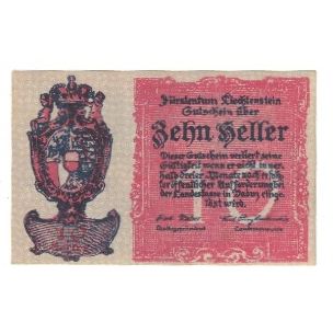 Banknote, Liechtenstein, Liechtenstein, 10 Heller, Blason, 1920, UNC(65-70)
