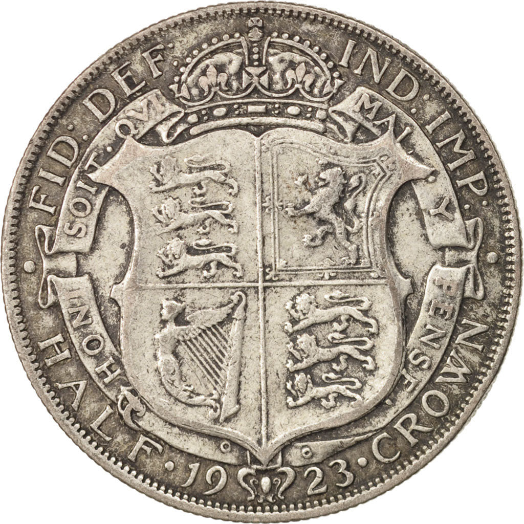 Great Britain, George V, 1/2 Crown, 1923, EF(40-45), Silver, KM:818.2