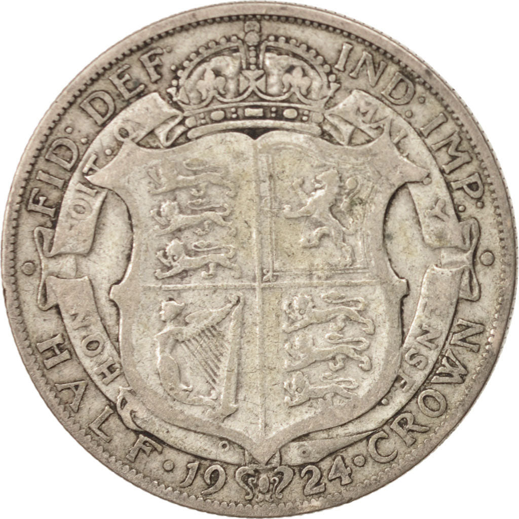 Great Britain, George V, 1/2 Crown, 1924, VF(20-25), Silver, KM:818.2
