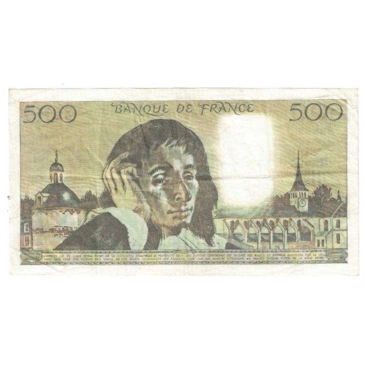 France, 500 Francs, Pascal, 1980, P.123 86465, EF(40-45), Fayette:71.22, KM:156e