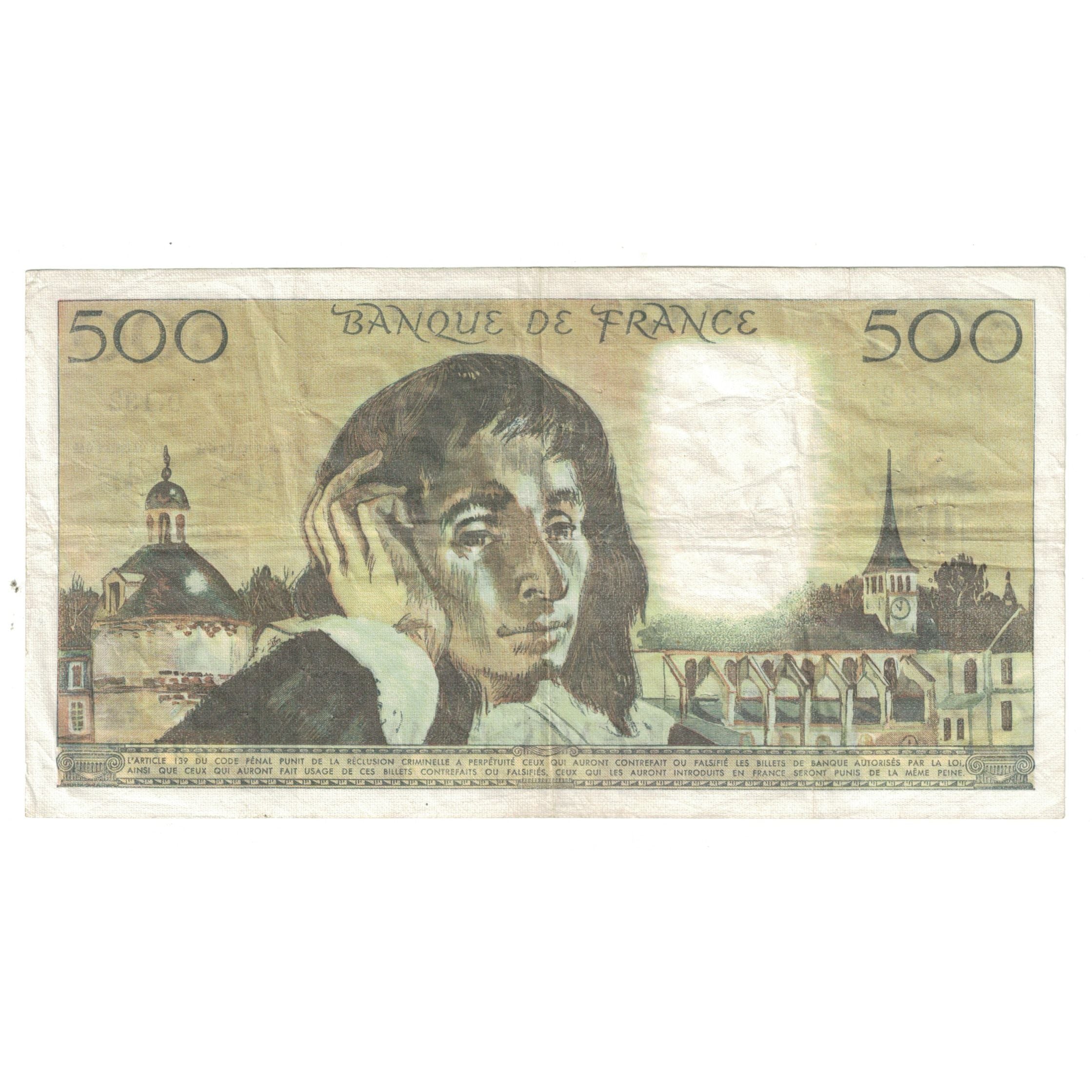 France, 500 Francs, Pascal, 1981, O.132 39122, EF(40-45), Fayette:71.23, KM:156e