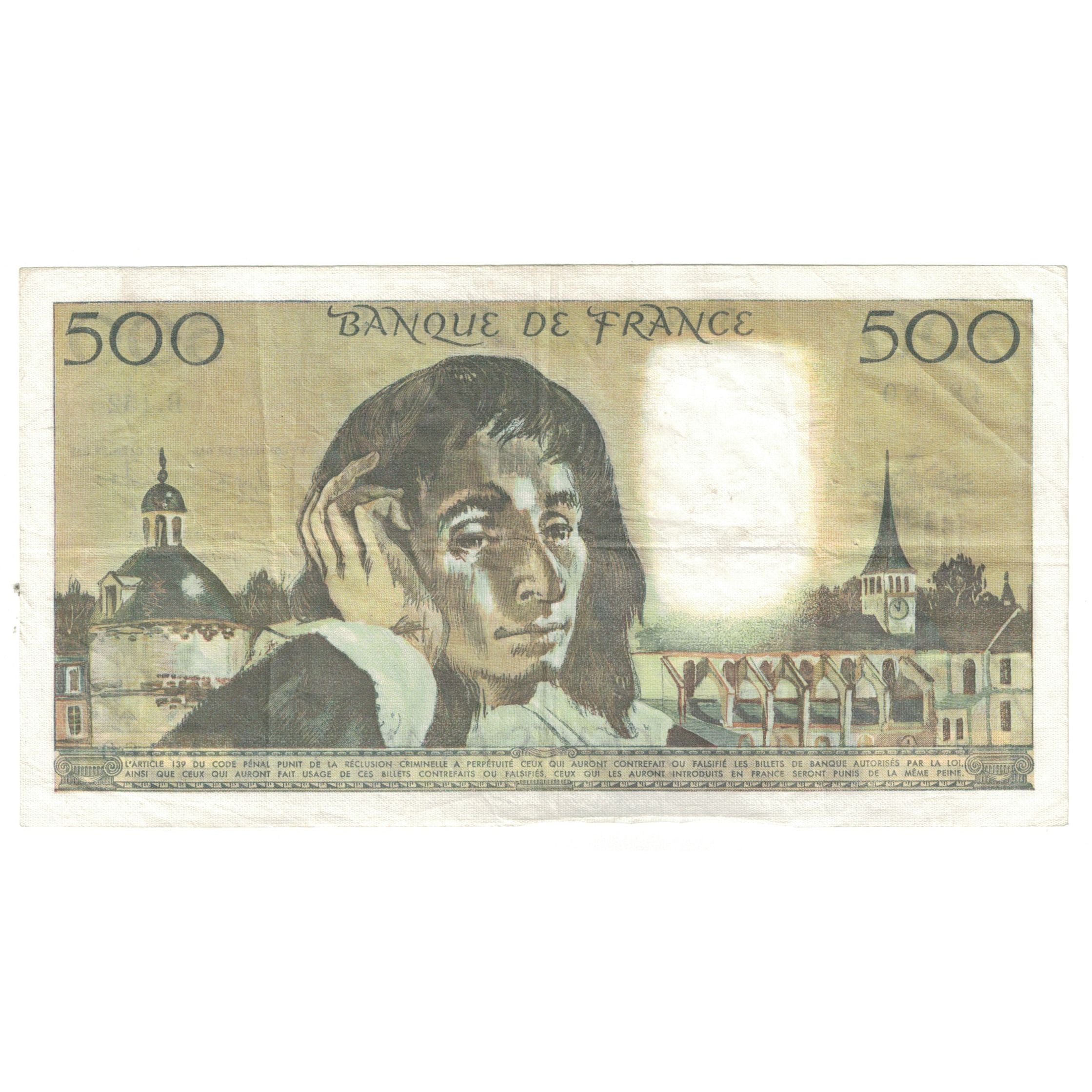 France, 500 Francs, Pascal, 1982, B.152 48180, EF(40-45), Fayette:71.26, KM:156e