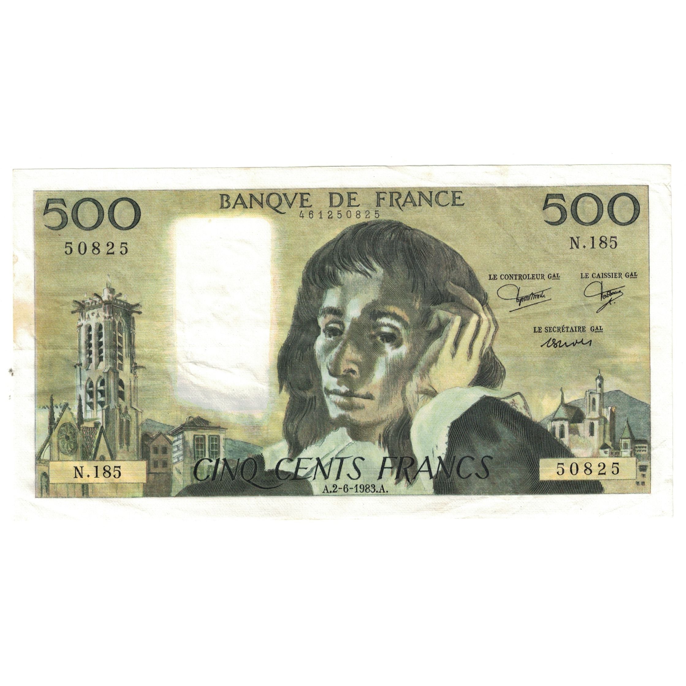 Frankrijk, 500 Francs, Pascal, 1983, N.185 50825, TTB, Fayette:71.29, KM:156e