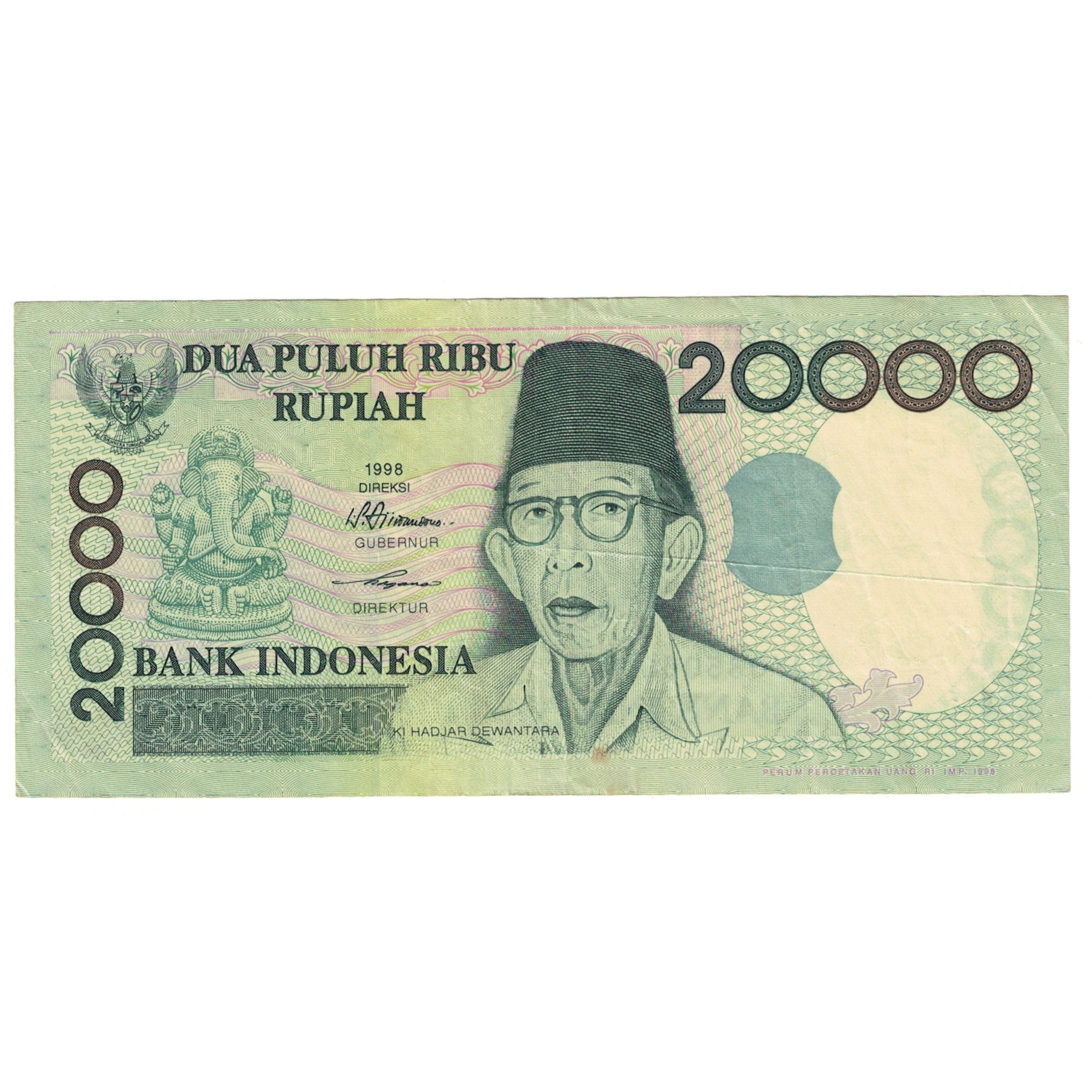 Banknote, Indonesia, 20,000 Rupiah, 1998, KM:138a, EF(40-45)
