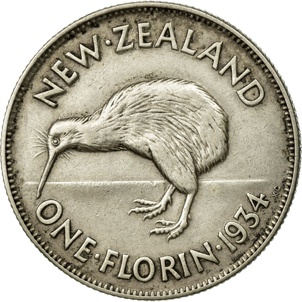 Coin, New Zealand, George V, Florin, 1934, AU(50-53), Silver, KM:4